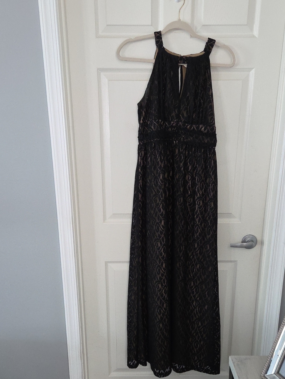 Soho Black Lace Maxi Dress with Halter Neck